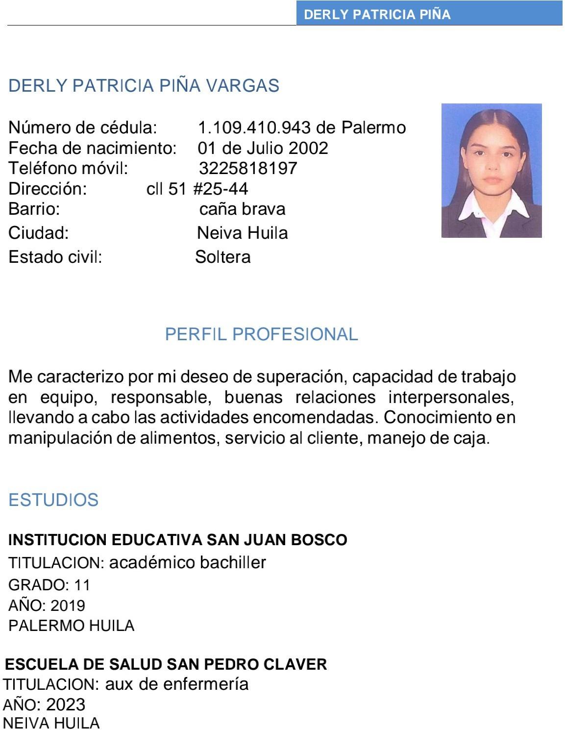 DERLY PATRICIA PIÑA VARGAS